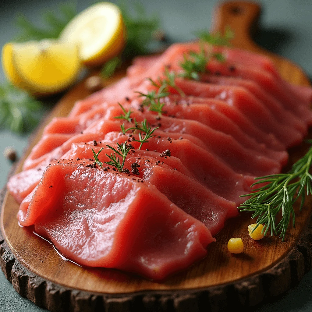 How to Eat Smoked Tuna – Sliced Smoked Tuna with Lemon and Dill
