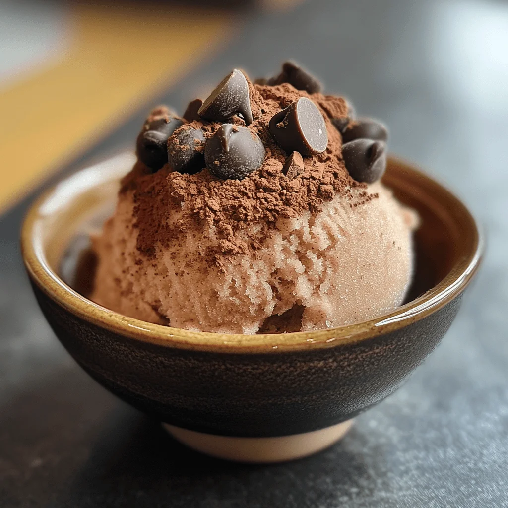Fresh snow Snow cream ingredients in a bowl with chocolate drizzle.