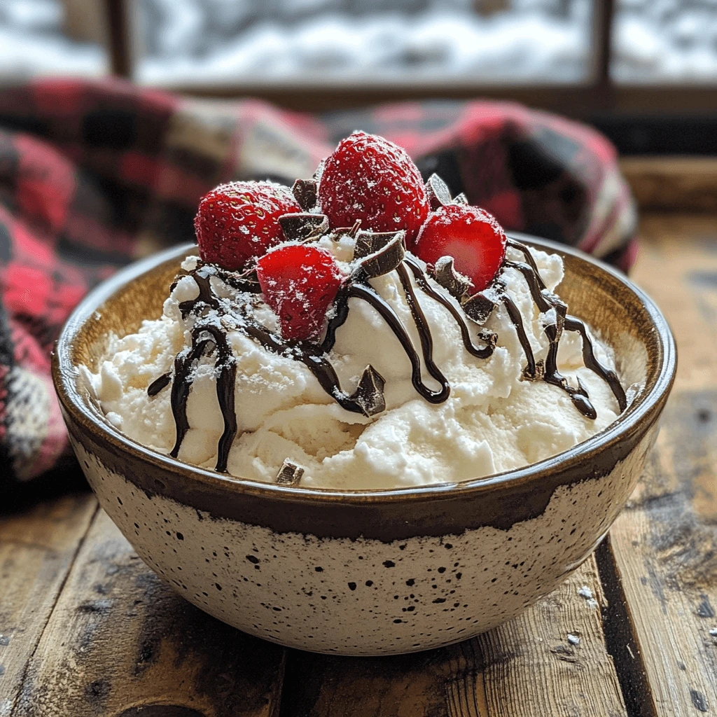 Snow cream origin dessert in a rustic setting