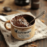 A rich and gooey quick chocolate mug cake served warm in a ceramic mug, topped with whipped cream and chocolate shavings – ready in under 5 minutes.