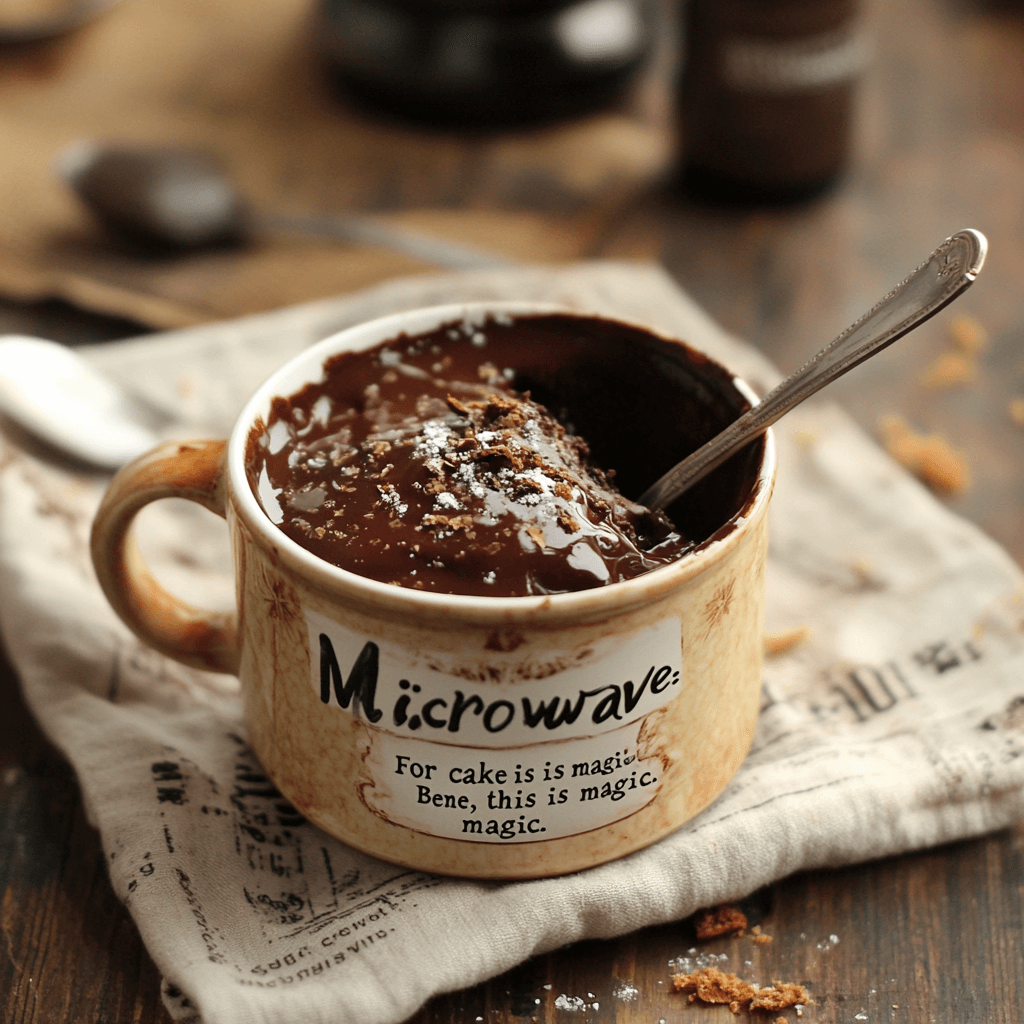 A rich and gooey quick chocolate mug cake served warm in a ceramic mug, topped with whipped cream and chocolate shavings – ready in under 5 minutes.