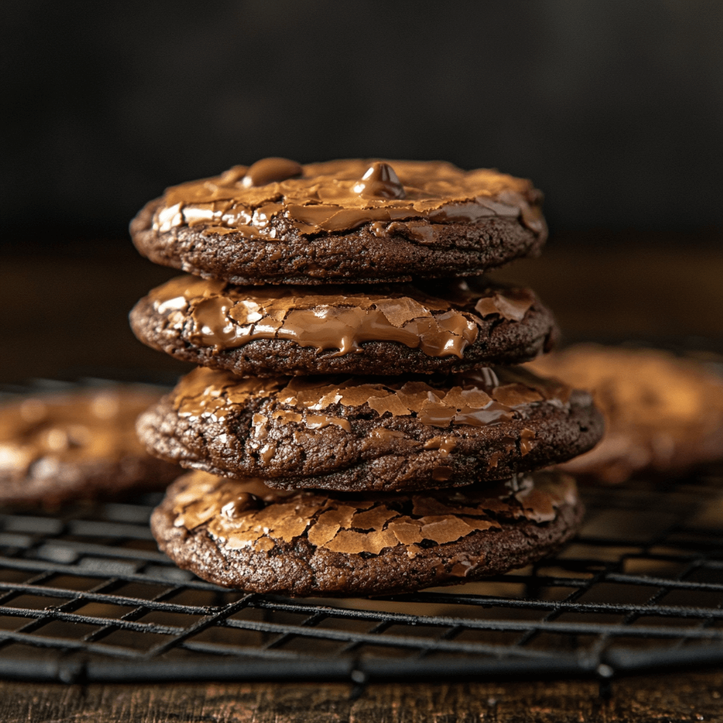 Close-up of fudgy brownie cookies with chocolate chips