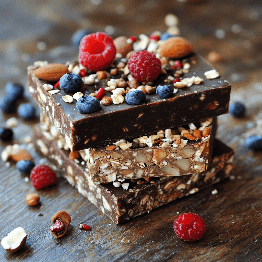 Homemade DIY protein bar with oats, nut butter, and chocolate chips on parchment paper, ready to eat.