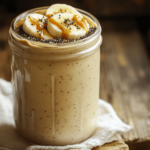 protein smoothies in mason jar with berries and chia