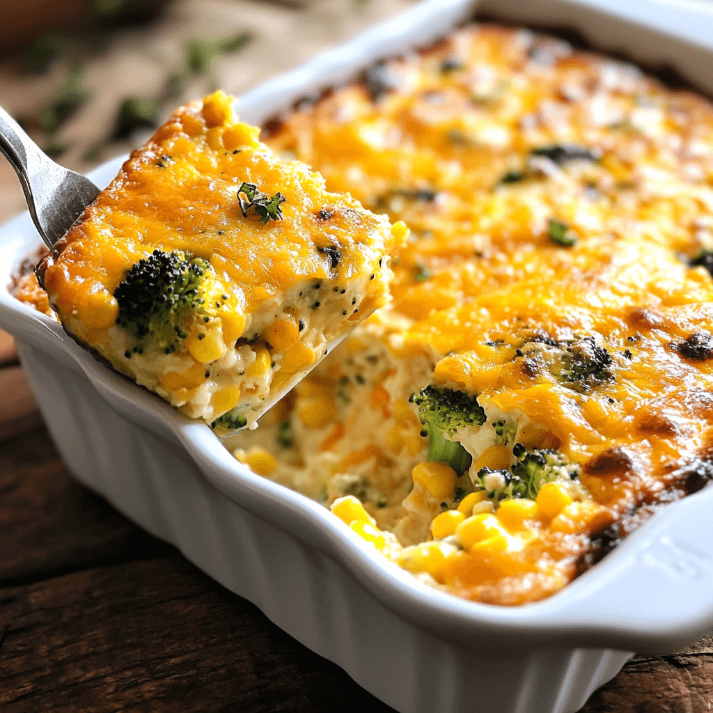 Golden Veggie Egg Bake with Corn & Cheddar Creamy