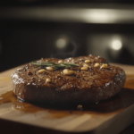 ribeye steak close-up medium-rare with seared crust