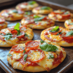 Homemade mini pizzas baked to perfection with classic toppings