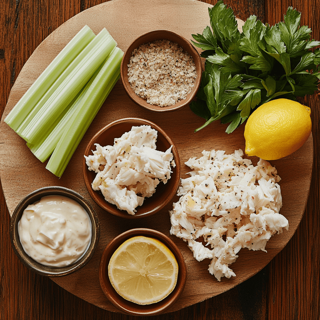 Fresh creamy crab salad recipe in bowl