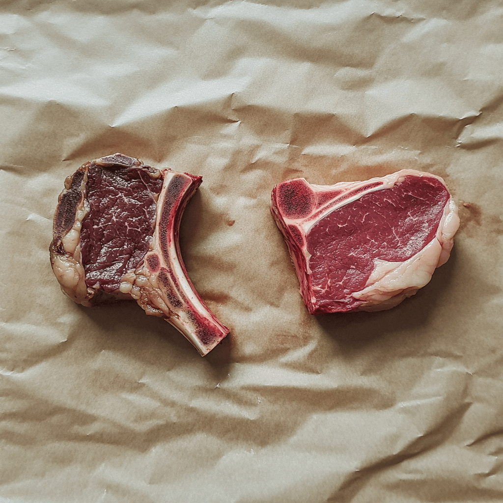 ribeye steak close-up medium-rare with seared crust